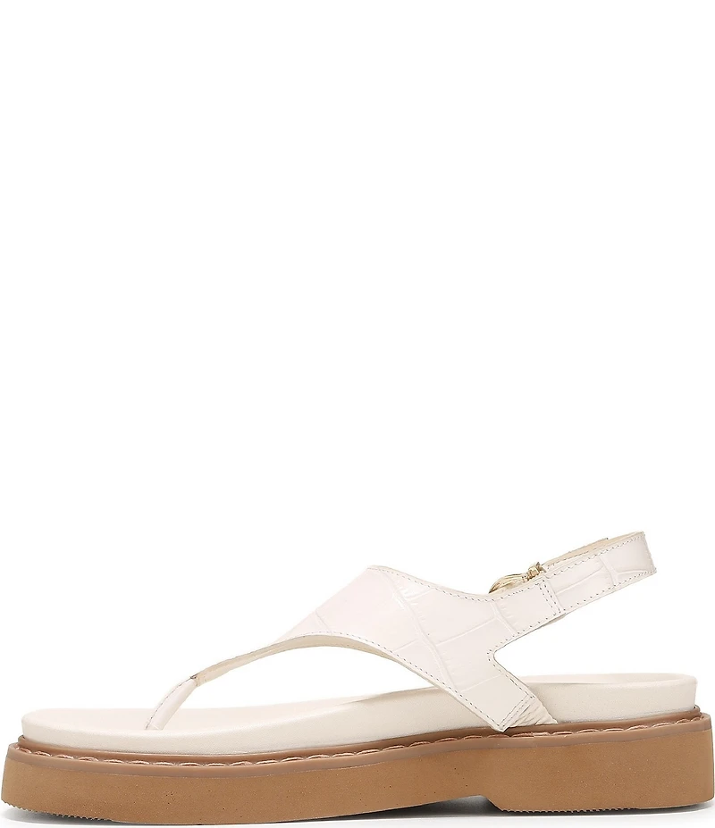 Naturalizer Laurel Croco Embossed Leather Thong Platform Sandals