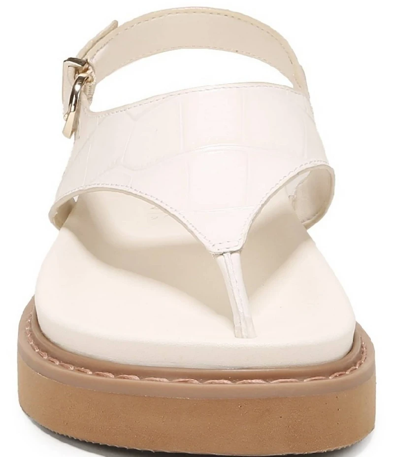 Naturalizer Laurel Croco Embossed Leather Thong Platform Sandals