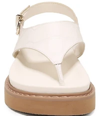 Naturalizer Laurel Croco Embossed Leather Thong Platform Sandals