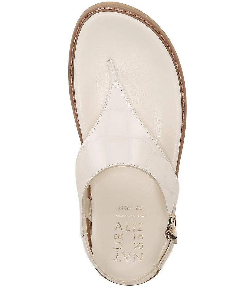 Naturalizer Laurel Croco Embossed Leather Thong Platform Sandals