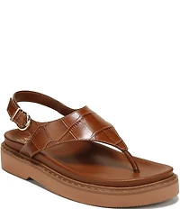 Naturalizer Laurel Croco Embossed Leather Thong Platform Sandals