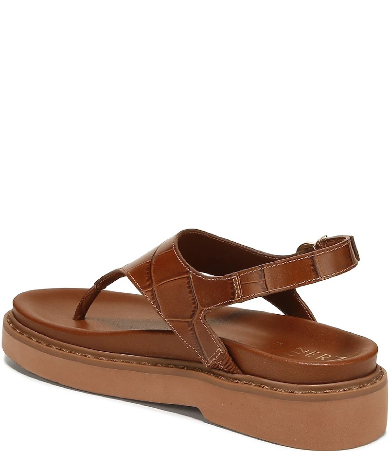 Naturalizer Laurel Croco Embossed Leather Thong Platform Sandals