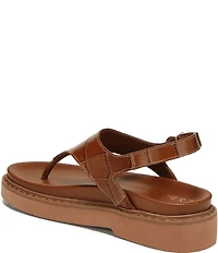 Naturalizer Laurel Croco Embossed Leather Thong Platform Sandals