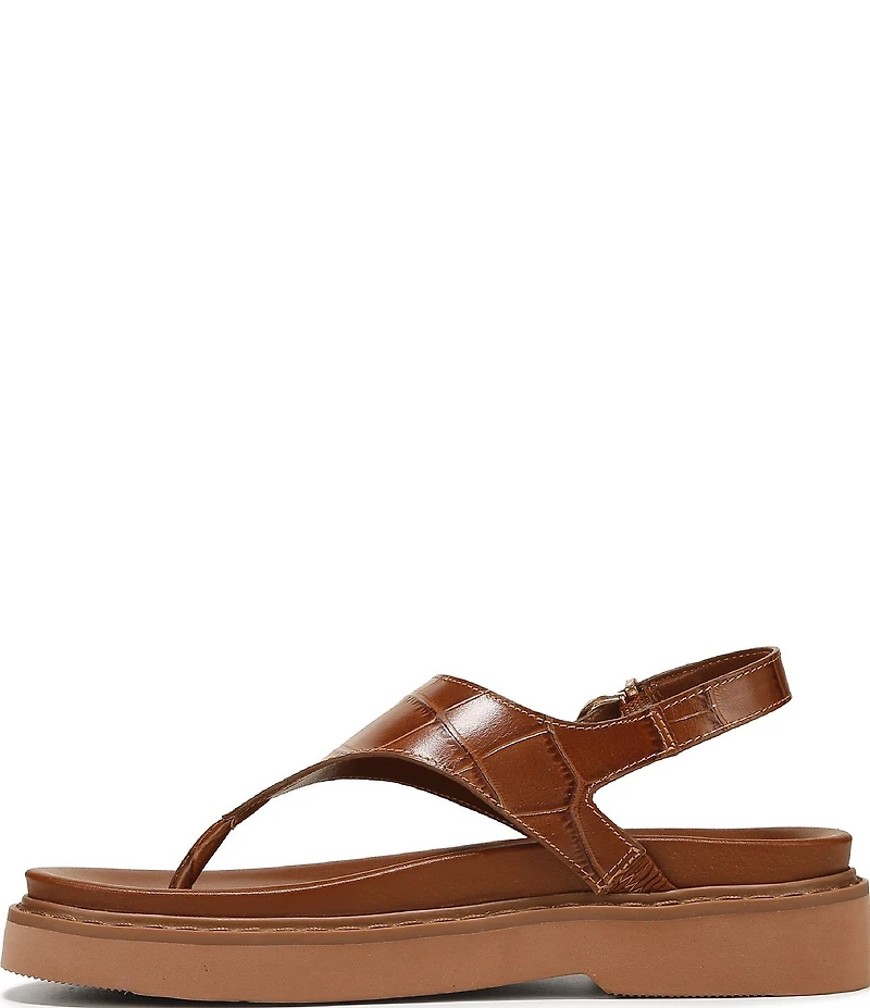 Naturalizer Laurel Croco Embossed Leather Thong Platform Sandals