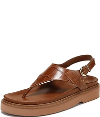 Naturalizer Laurel Croco Embossed Leather Thong Platform Sandals