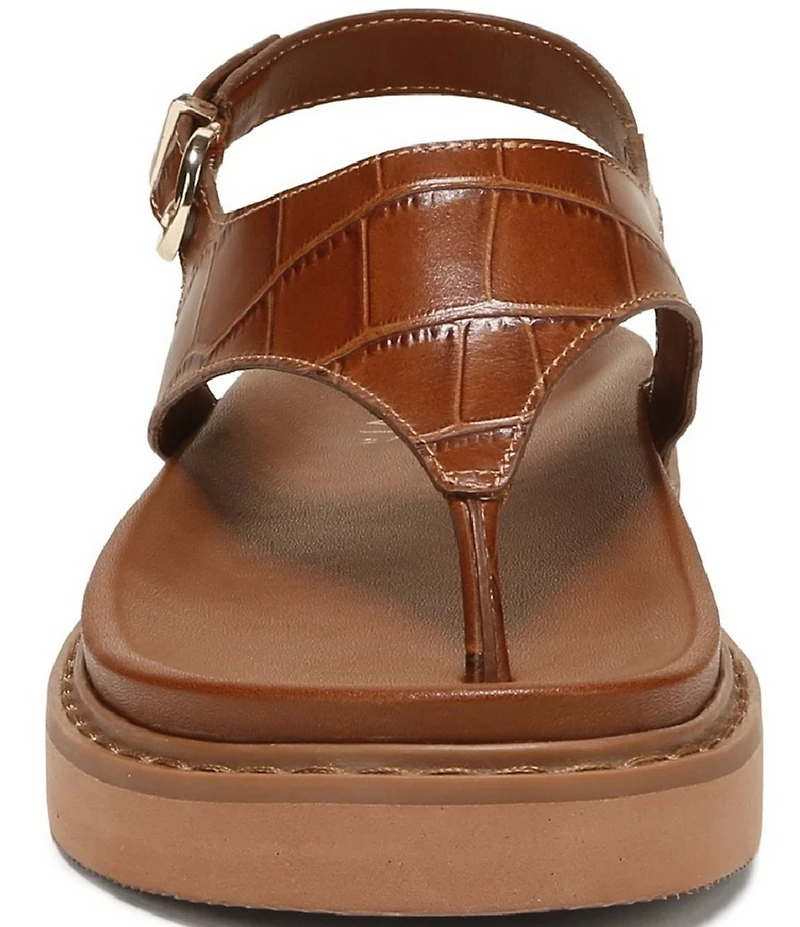 Naturalizer Laurel Croco Embossed Leather Thong Platform Sandals