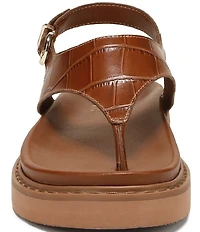 Naturalizer Laurel Croco Embossed Leather Thong Platform Sandals