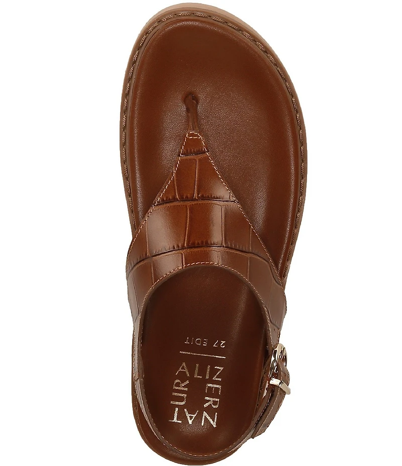 Naturalizer Laurel Croco Embossed Leather Thong Platform Sandals