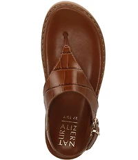 Naturalizer Laurel Croco Embossed Leather Thong Platform Sandals