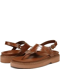 Naturalizer Laurel Croco Embossed Leather Thong Platform Sandals