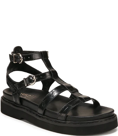 Naturalizer Lexie Croco Embossed Leather Platform Gladiator Sandals