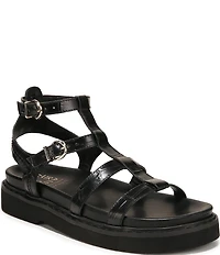 Naturalizer Lexie Croco Embossed Leather Platform Gladiator Sandals