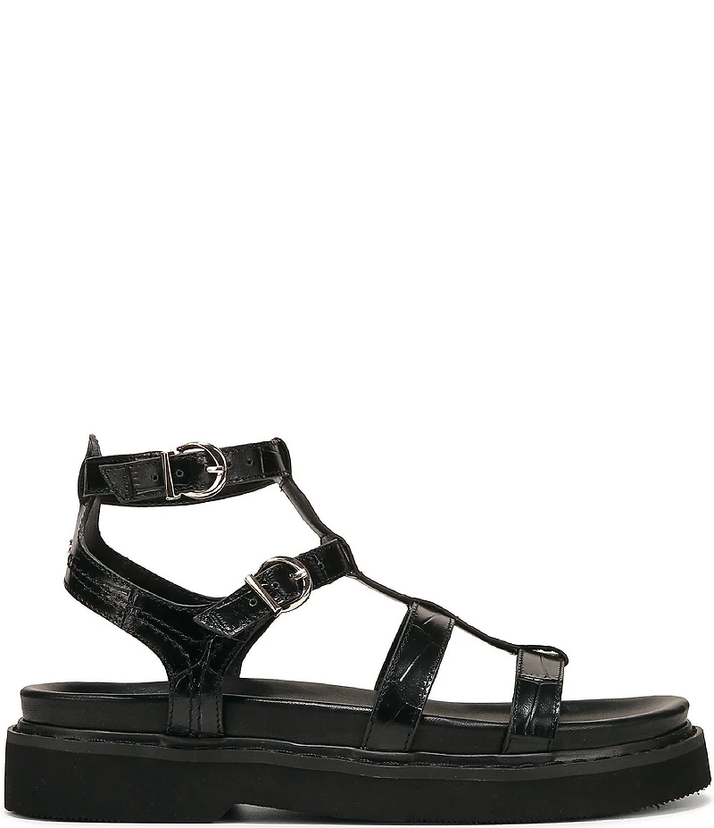 Naturalizer Lexie Croco Embossed Leather Platform Gladiator Sandals