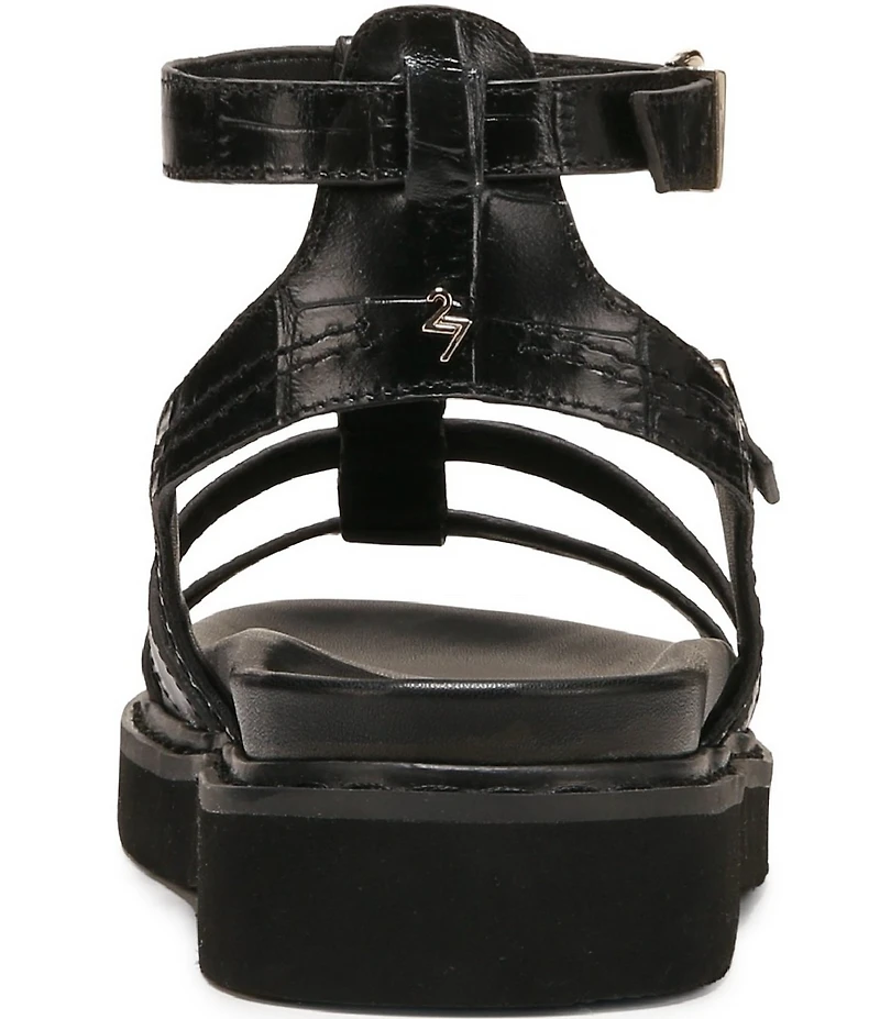 Naturalizer Lexie Croco Embossed Leather Platform Gladiator Sandals