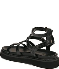 Naturalizer Lexie Croco Embossed Leather Platform Gladiator Sandals