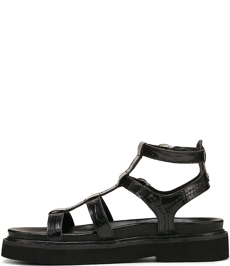 Naturalizer Lexie Croco Embossed Leather Platform Gladiator Sandals