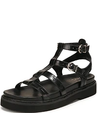 Naturalizer Lexie Croco Embossed Leather Platform Gladiator Sandals