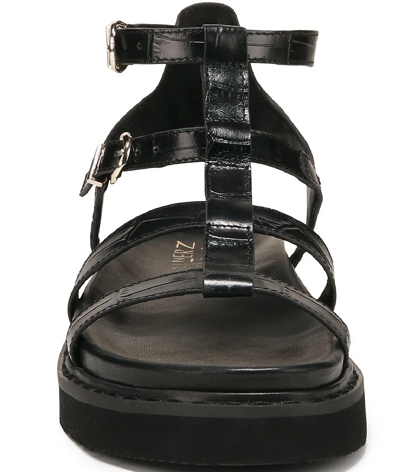 Naturalizer Lexie Croco Embossed Leather Platform Gladiator Sandals