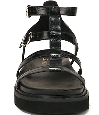 Naturalizer Lexie Croco Embossed Leather Platform Gladiator Sandals