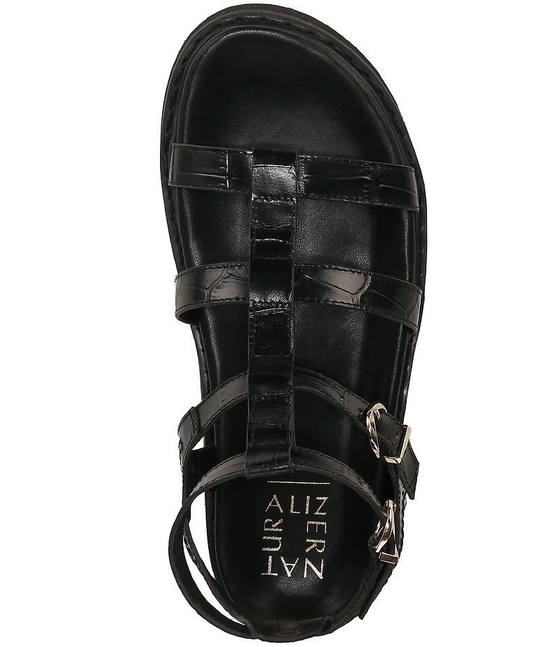 Naturalizer Lexie Croco Embossed Leather Platform Gladiator Sandals