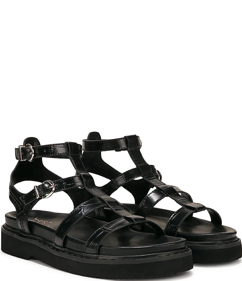 Naturalizer Lexie Croco Embossed Leather Platform Gladiator Sandals