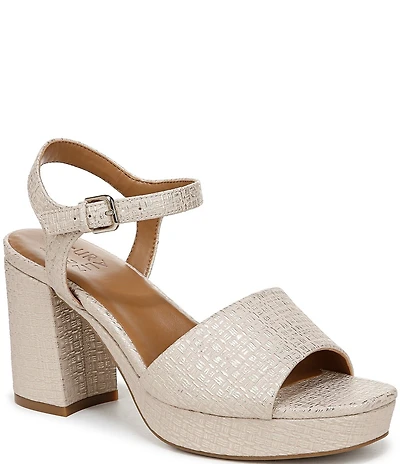 Naturalizer Lilly Embossed Weave Ankle Strap Platform Dress Sandals