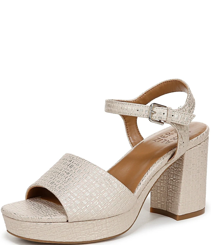 Naturalizer Lilly Embossed Weave Ankle Strap Platform Dress Sandals