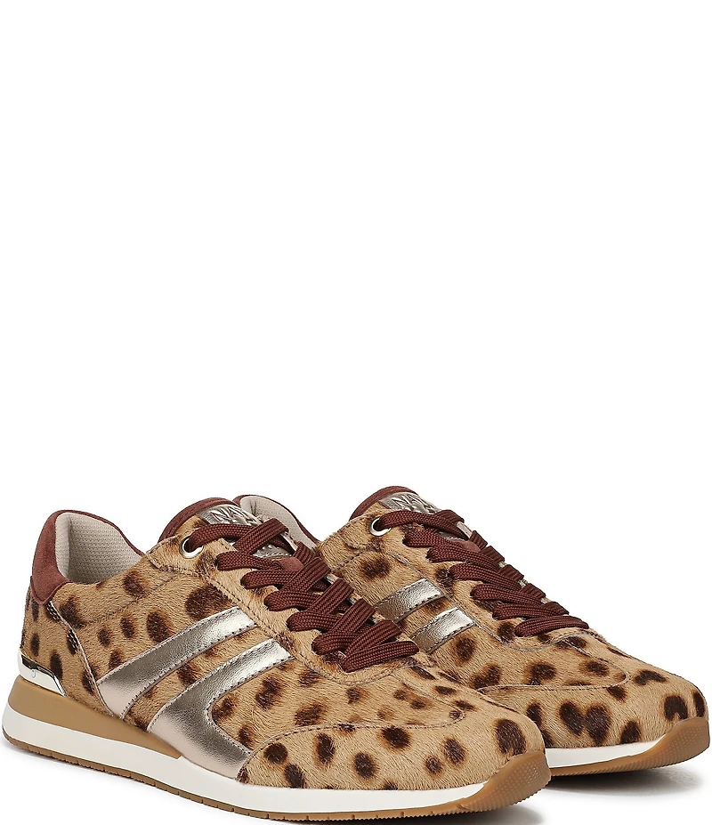 Naturalizer Lorena Cheetah Print Calf Hair Lace Up Sneakers