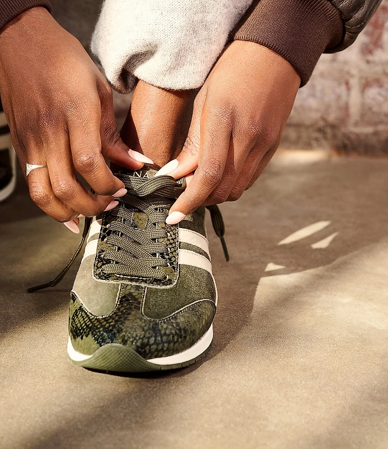 Naturalizer Lorena Suede Snake Print Accent Sneakers