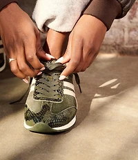 Naturalizer Lorena Suede Snake Print Accent Sneakers