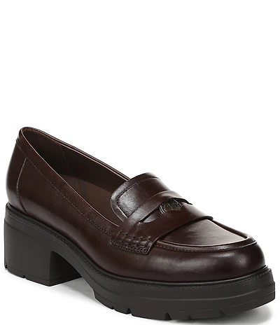Naturalizer Lumos Leather Lug Sole Penny Loafer Pumps