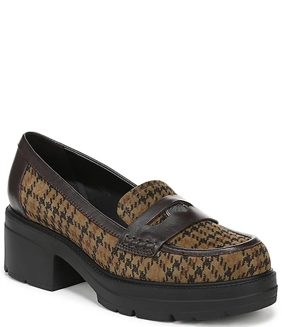Naturalizer Lumos Suede Houndstooth Lug Sole Penny Loafer Pumps