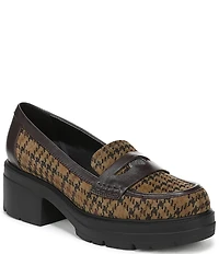 Naturalizer Lumos Suede Houndstooth Lug Sole Penny Loafer Pumps
