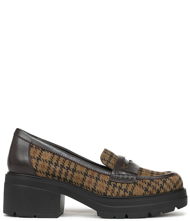 Naturalizer Lumos Suede Houndstooth Lug Sole Penny Loafer Pumps