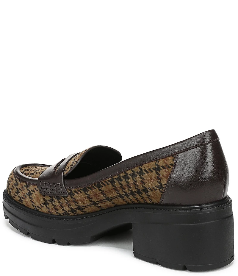 Naturalizer Lumos Suede Houndstooth Lug Sole Penny Loafer Pumps