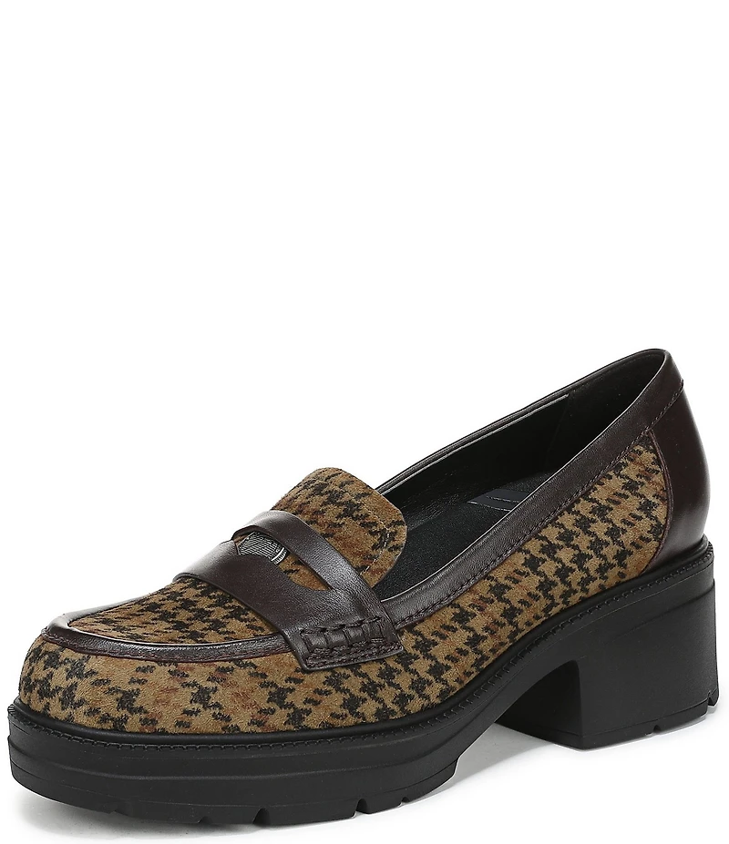 Naturalizer Lumos Suede Houndstooth Lug Sole Penny Loafer Pumps