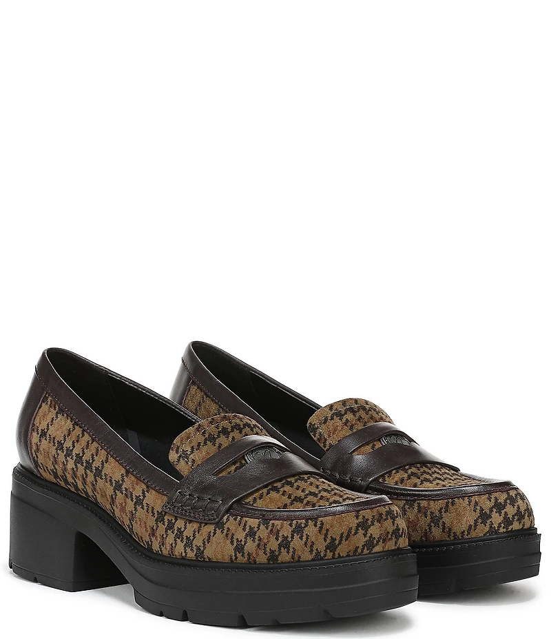 Naturalizer Lumos Suede Houndstooth Lug Sole Penny Loafer Pumps