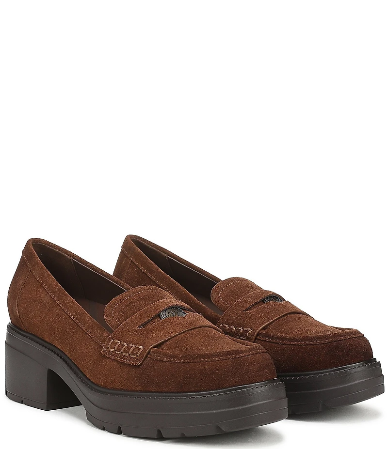 Naturalizer Lumos Suede Lug Sole Penny Loafer Pumps