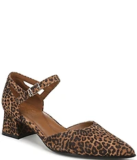 Naturalizer Maddox Leopard Print Suede Ankle Strap Pointed Toe Pumps