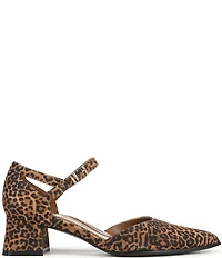 Naturalizer Maddox Leopard Print Suede Ankle Strap Pointed Toe Pumps