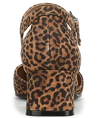 Naturalizer Maddox Leopard Print Suede Ankle Strap Pointed Toe Pumps