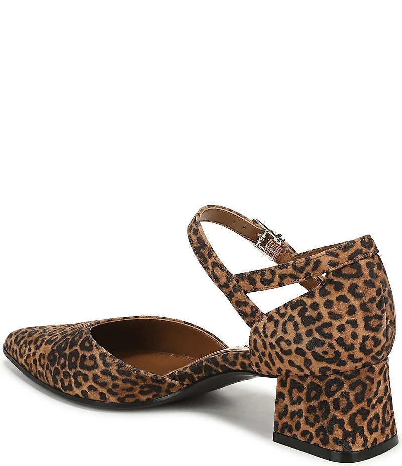 Naturalizer Maddox Leopard Print Suede Ankle Strap Pointed Toe Pumps
