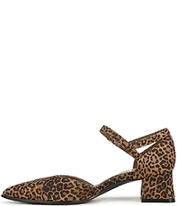 Naturalizer Maddox Leopard Print Suede Ankle Strap Pointed Toe Pumps