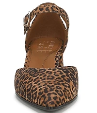 Naturalizer Maddox Leopard Print Suede Ankle Strap Pointed Toe Pumps