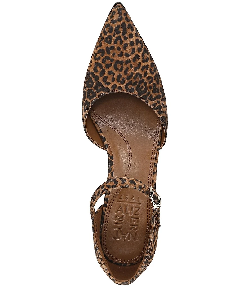 Naturalizer Maddox Leopard Print Suede Ankle Strap Pointed Toe Pumps