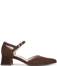 Naturalizer Maddox Suede Ankle Strap Pointed Toe Pumps