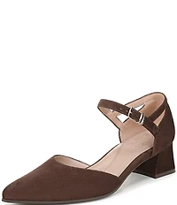 Naturalizer Maddox Suede Ankle Strap Pointed Toe Pumps