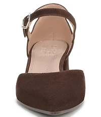 Naturalizer Maddox Suede Ankle Strap Pointed Toe Pumps
