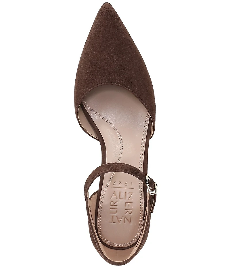 Naturalizer Maddox Suede Ankle Strap Pointed Toe Pumps
