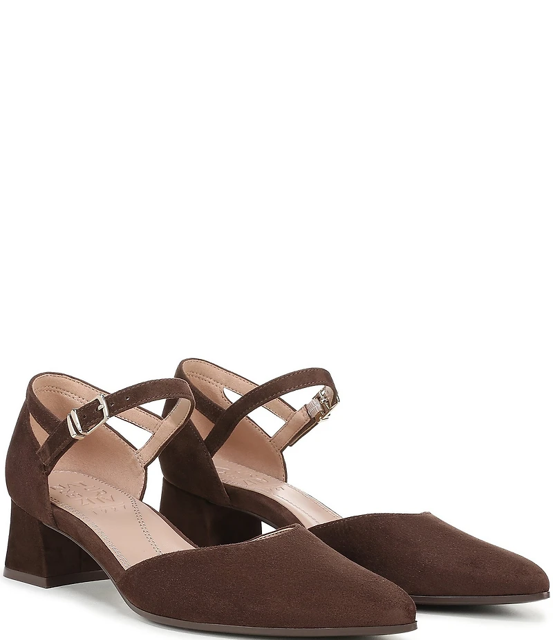 Naturalizer Maddox Suede Ankle Strap Pointed Toe Pumps